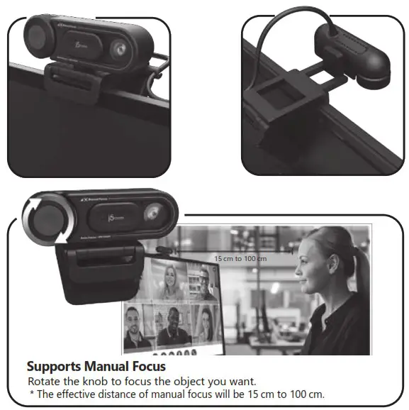 j5create JVU250 HD Webcam with Auto and Manual Focus Switch - Product Overview 2