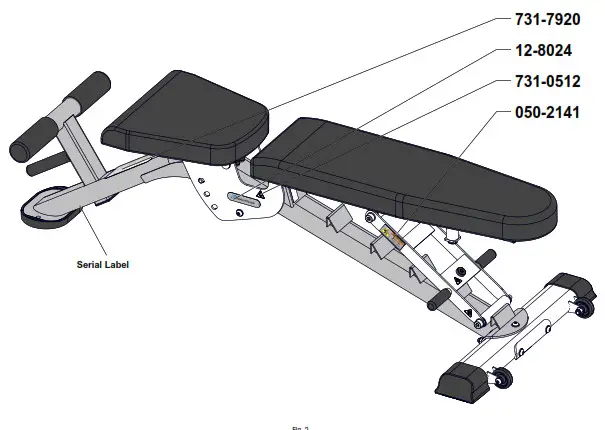 NAUTILUS 9NN-B7501-29AGS Core Health and Fitness Multi- IMPORTANT LABEL LOCATIONS
