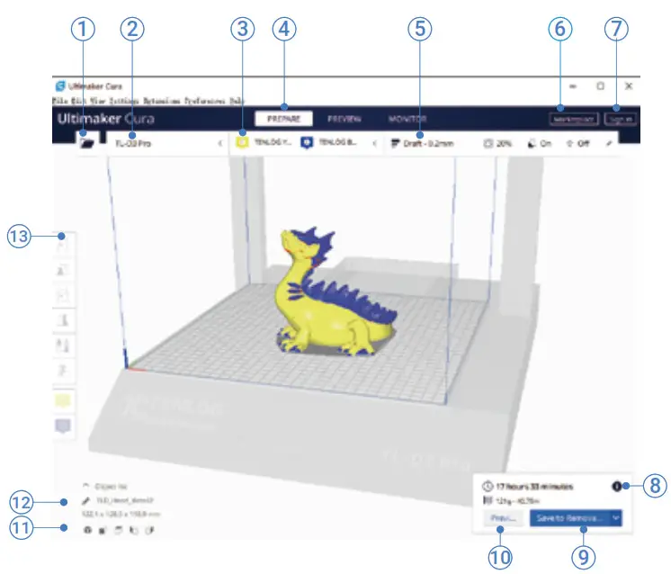 TENLOG Hands 2 Pro Independent Dual Extruder 3D Printer - Cura Interface Overview