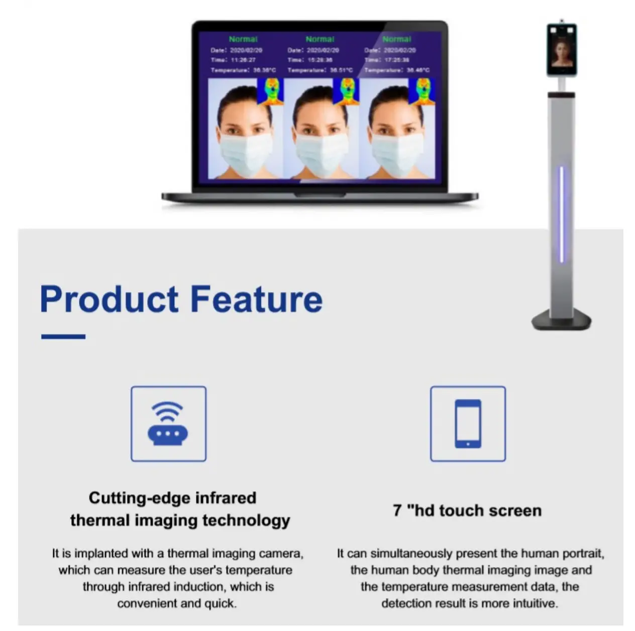 Kiosk Temperature Scanner Station Tower 1 - Management platform - product feature