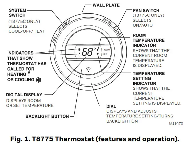 Honeywell Home T8775A,C Non-Programmable Thermostat- Fig 1