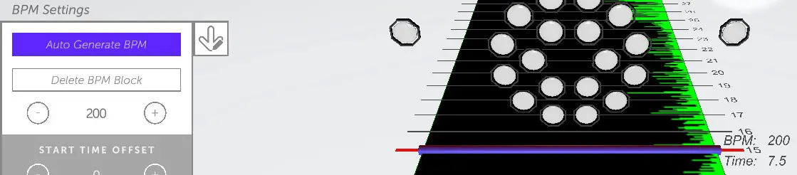 Red line positioned on a BPM Block (change BPM or delete BPM Block)