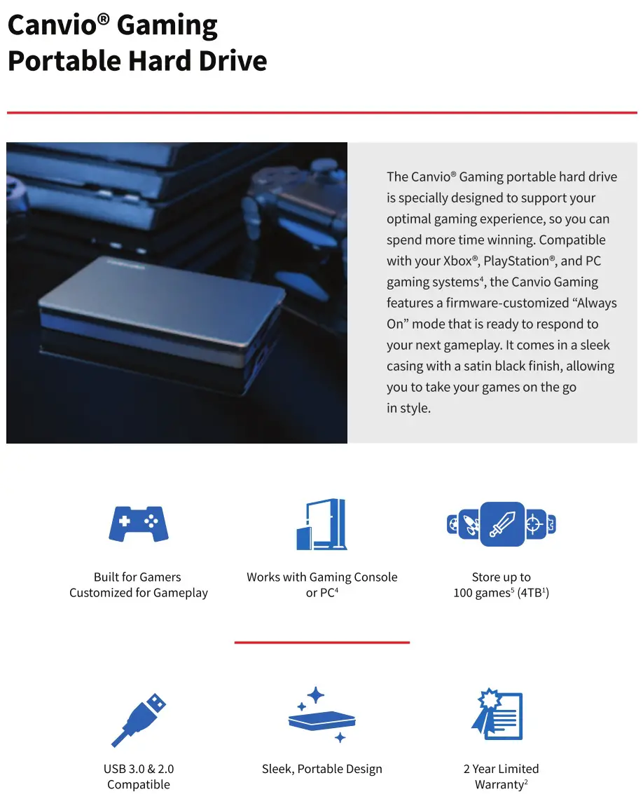 TOSHIBA Canvio Gaming - Features