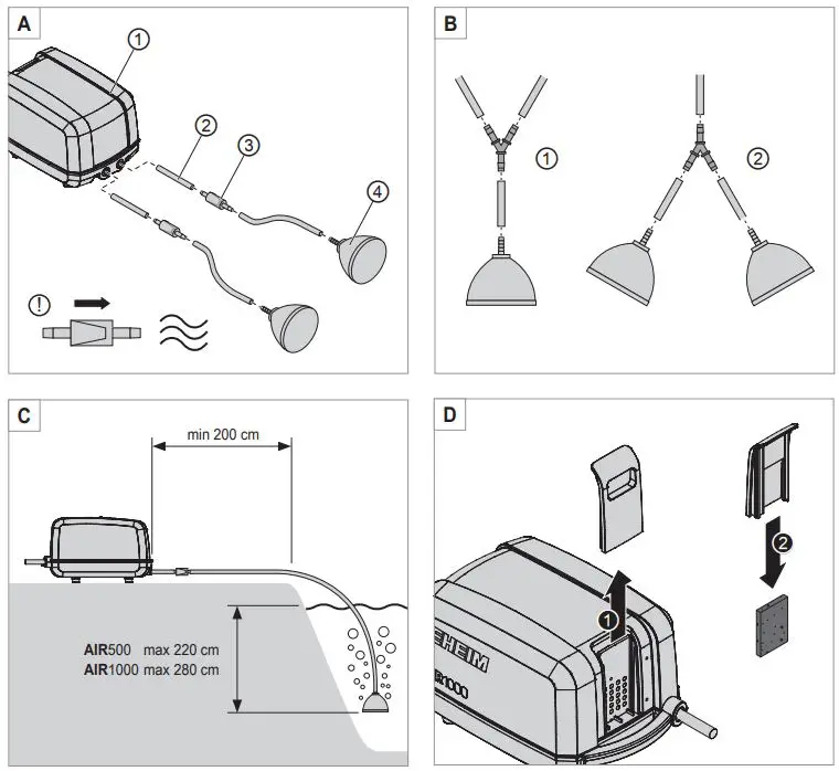 EHEIM Air500 Pond Air Pump User Manual - Installation
