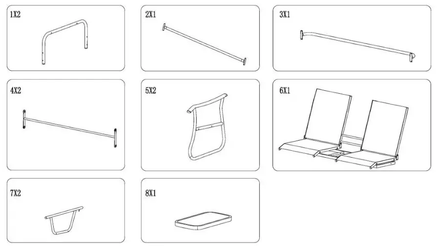 COSTWAY 2 Seater Patio Glider Rocking Chair - DIAGRAM 2