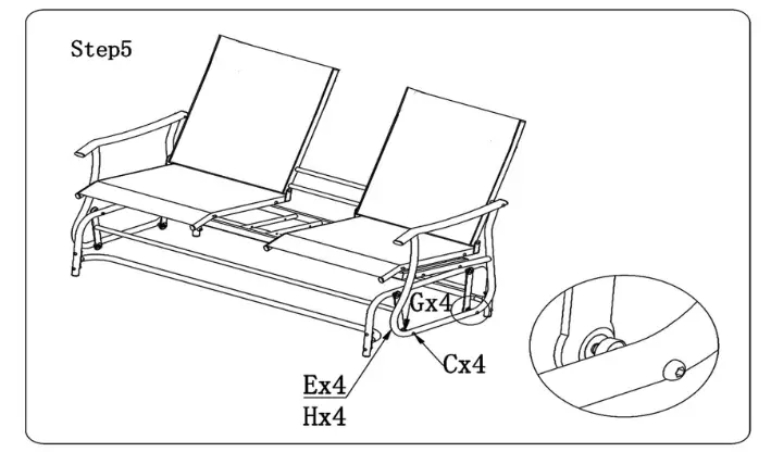COSTWAY 2 Seater Patio Glider Rocking Chair - STEP 7