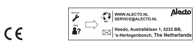 Alecto DVM-140C Expansion Camera Instruction Manual - CE icon