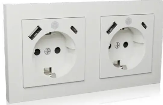 ICY BOX IB-MPS4200W-PD In-Wall Power Socket Set with Cover Frames and Integrated USB Power Delivery Charger pro