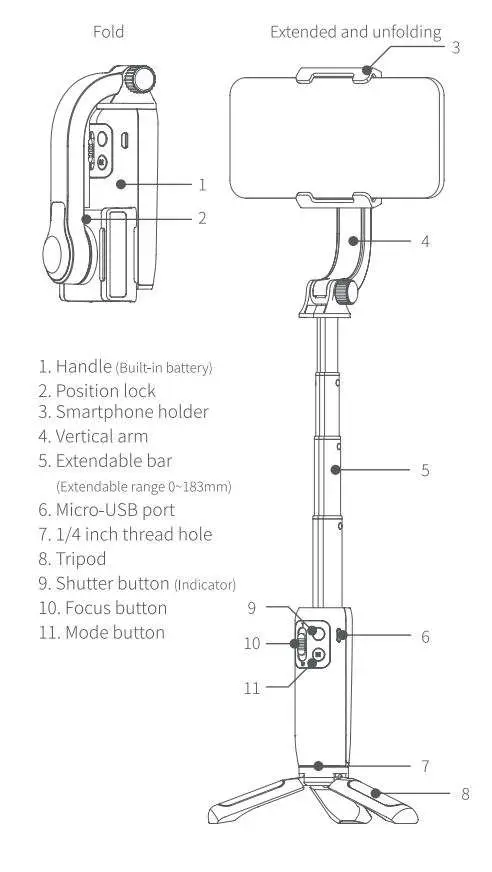 FeiyuTech VIMBLE ONE Foldable Smartphone Gimbal User Guide - Product Overview