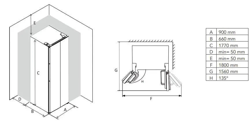 DOMO DO99505S Side by Side Fridge-Freezer Combination Instruction Manual - Let air circulate freely around the cabinet.