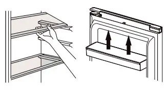 DOMO DO99505S Side by Side Fridge-Freezer Combination Instruction Manual - MOVING THE SHELVES AND DOOR RACK