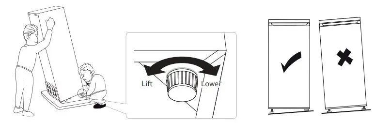 DOMO DO99505S Side by Side Fridge-Freezer Combination Instruction Manual - One can level the appliance using adjustable legs