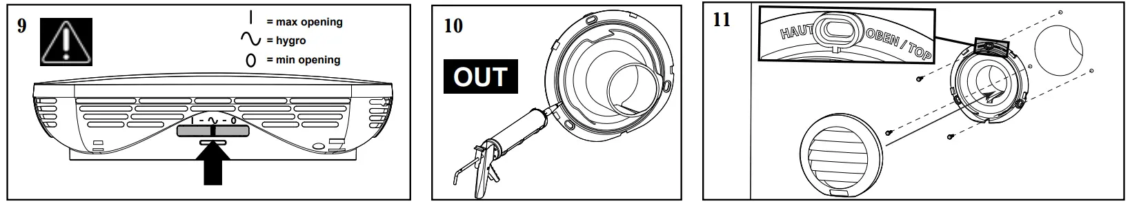 aldes EHT2 Humidity Sensitive Wall Air Inlet- fig 3