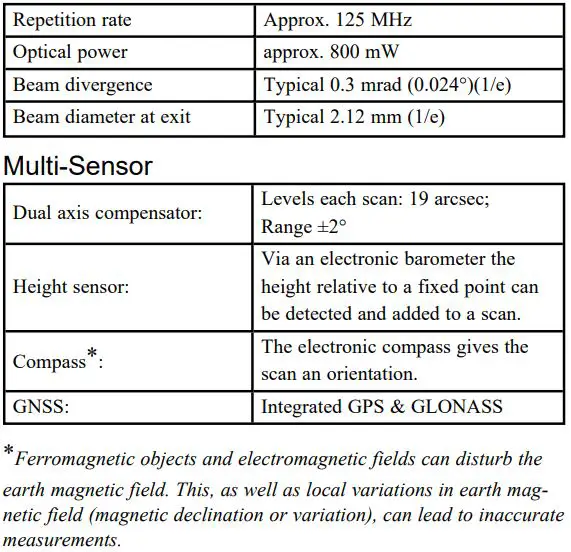FARO Focus Premium Laser Scanner User Manual - Technical Data