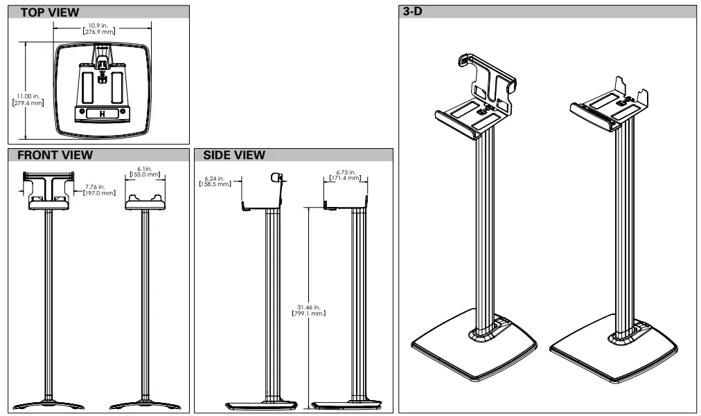 SANUS WSS52 Wireless Speaker Stand - Fig1