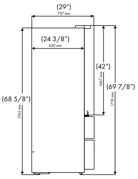 ZLINE RFMW36BS 36 Inch Black Stainless Steel Counter Depth French Door Refrigerator - fig 1