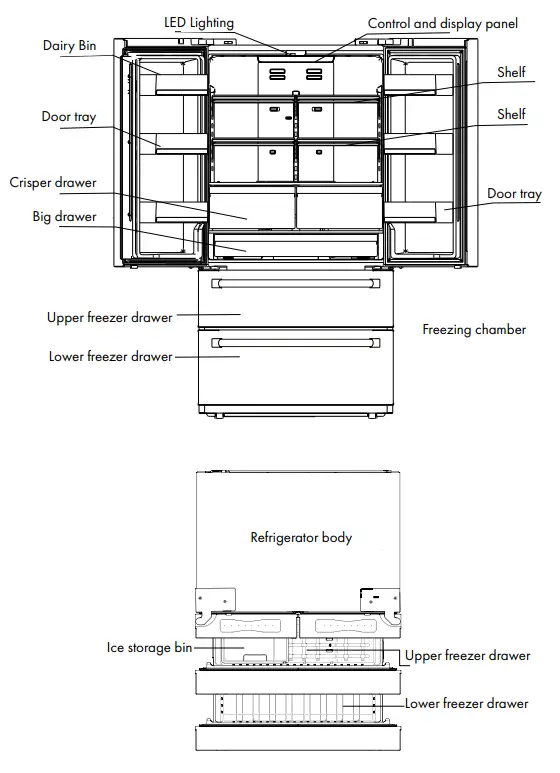 ZLINE RFMW36BS 36 Inch Black Stainless Steel Counter Depth French Door Refrigerator - fig 12
