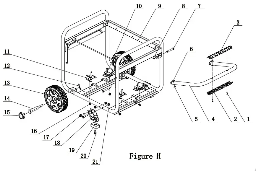 CHAMPION 201076 3650W Dual Fuel Portable Generator-FRAMe ASSeMblY PART DIAGRAM