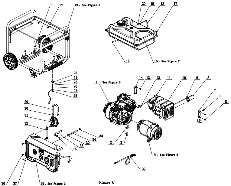 CHAMPION 201076 3650W Dual Fuel Portable Generator-GENERATOR PARTS DIAGRAM