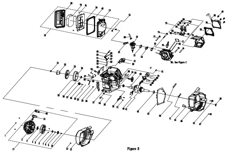 CHAMPION 201076 3650W Dual Fuel Portable Generator-GENERATOR PARTS DIAGRAM2