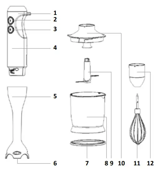 TOMADO TSB3501B Stick Mixer Set - PRODUCT DESCRIPTION
