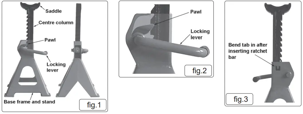 SEALEY VS2002.V4 Ratchet Type Axle Stands Pair 2tonne Capacity Per Stand - ASSEMBLY