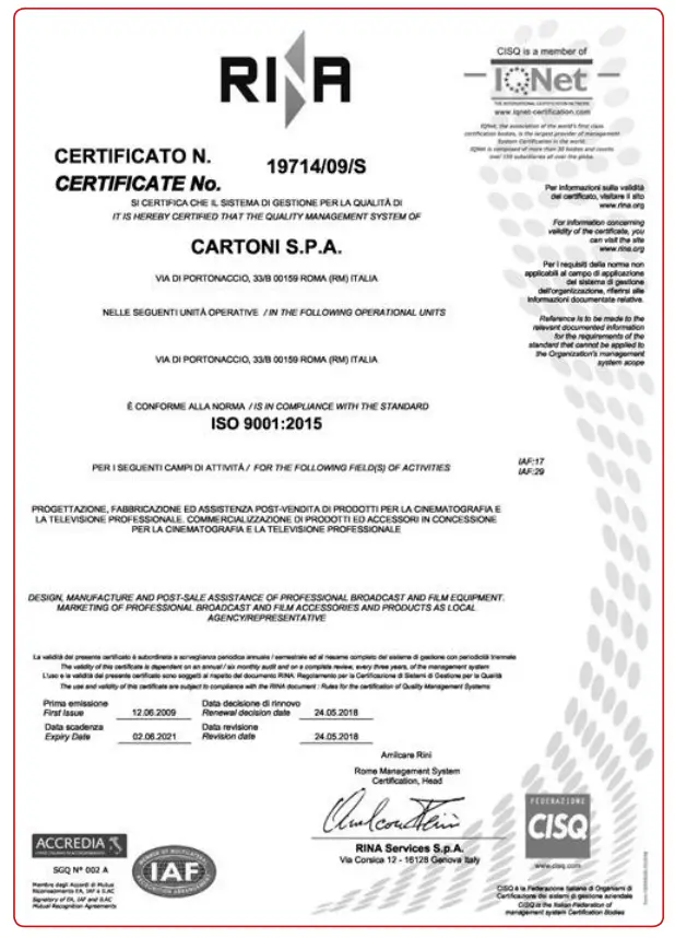 CARTONI HM4000 40 Fluid Heads Flat Base - SARTIFIKAT
