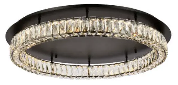 ELEGANT 3503F33 Monroe 34 Inch Wide LED Semi Flush Ceiling Fixture - Cover