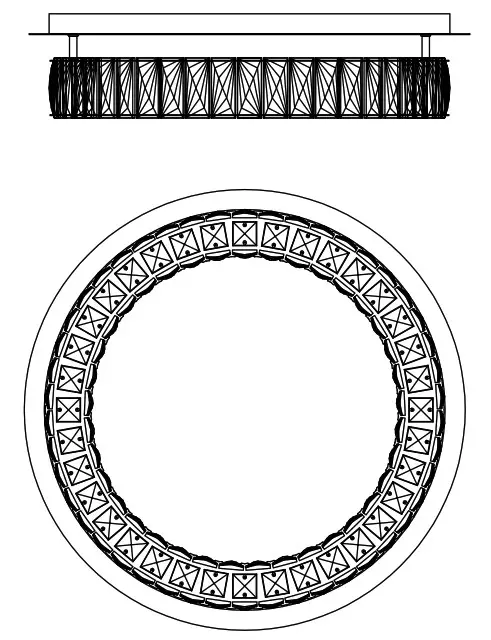 ELEGANT 3503F33 Monroe 34 Inch Wide LED Semi Flush Ceiling Fixture - Crystall Dressing Diagram 1
