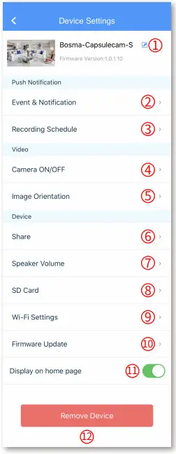BOSMA CapsuleCam-S Security Camera -MENU DESCRIPTIONS 1