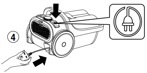 Panasonic MC-CL609 Vacuum Cleaner - outlet and press