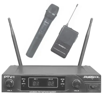PHENYX PRO PTV-1 VHF Dual Wireless Microphone -