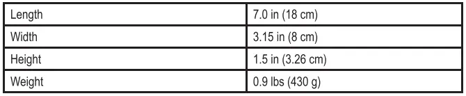 Physical specifications