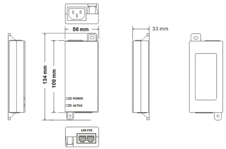 DIGITUS DN-95102-1 PoE+ Injector- Outline