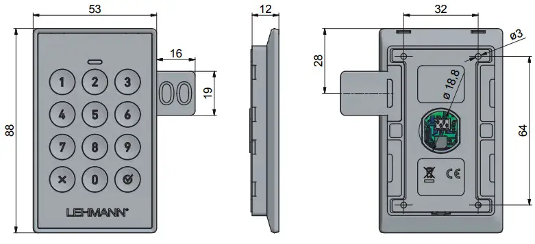 LEHMANN (M410 TA03 Keypad lock - Keypad TA03 with optional labeling clip