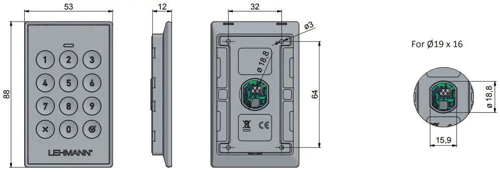 LEHMANN (M410 TA03 Keypad lock - Keypad TA03 without labeling clip