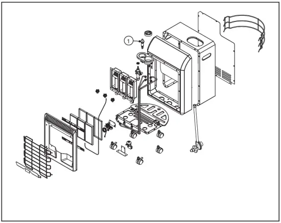 REMINGTON REM-18PNCH-B Radiant Liquid Propane Cabinet Heater - EXPLODED VIEW