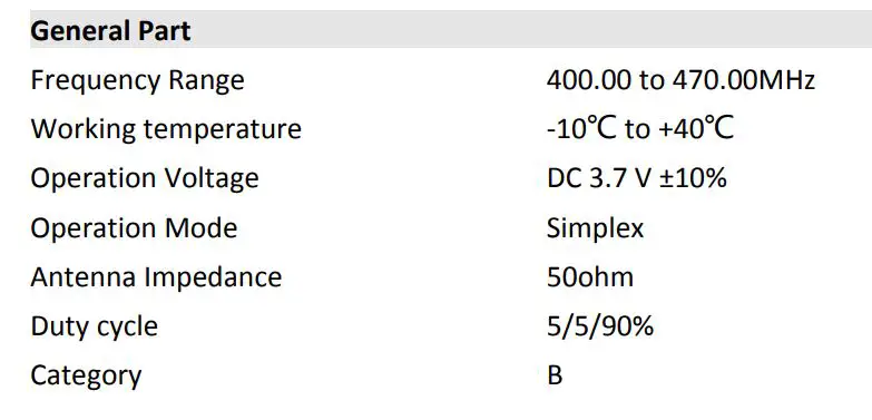 Po Fung Electronic BF-888S PLUS Interphone Transceiver - Technical Specifications