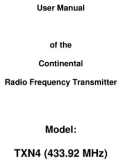 Continental TXPZ2 Radio Frequency Transmitter PROD