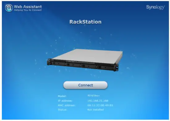 Synology RS1619xs RackStation - Install DSM with Web Assistant