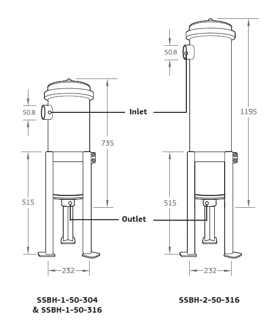 Puretec SSBH Series Stainless Steel Water Filter Housing 1