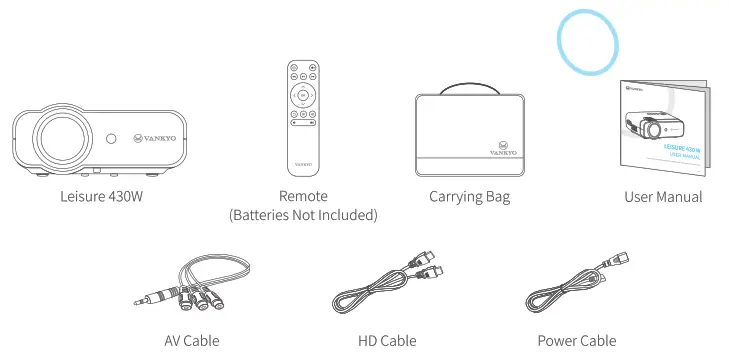VANKYO 430W LEISURE Wifi mini projector - pacaging list