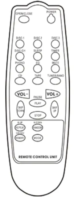 LENOXX CD7400N Stereo 3CD Mini Hi-Fi System - BUTTON DESCRIPTION