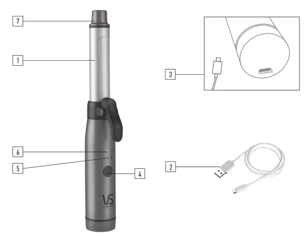 VS SASSOON VSLE320A Petite Style Cordless Curler - charging