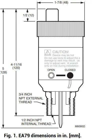resideo EA79 Braukmann Industrial Air Vent -dimensions in in