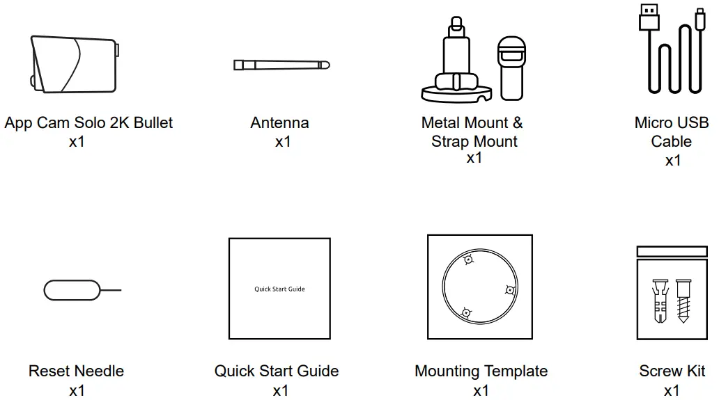 Uniden App Cam Solo 2K Bullet Kit with SPS 02 Solar Panel - in the box