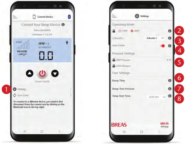 BREAS Nitelog App On Android Mobile Devices - Figure 9