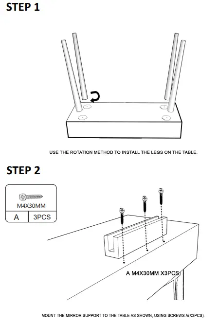 JAXPETY HG61E0871 Modern Dressing Table Set W-3 LED-Colored Mirror 4