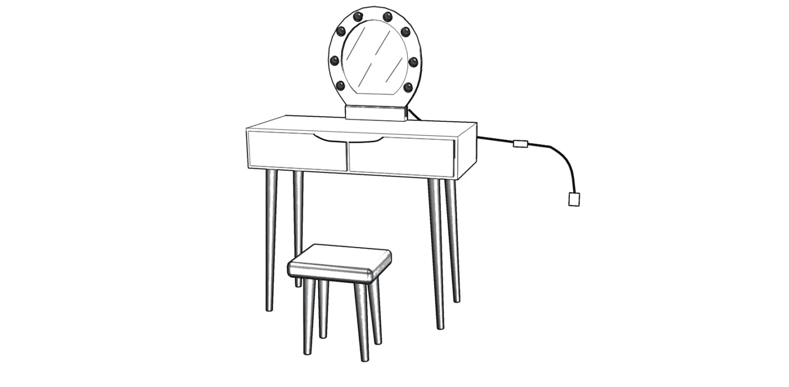 Jaxpety Hg61e0871 Modern Dressing Table Set W/3 Led-colored Mirror User Manual Jaxpety Hg61e0871 Modern Dressing Table Set W/3 Led-colored Mirror User Manual