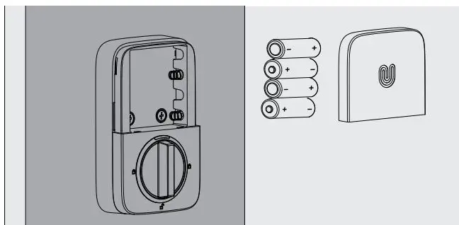 Ultraloq U-Bolt WiFi V1.3 Installation Guide - Insert 4 AA Alkaline batteries